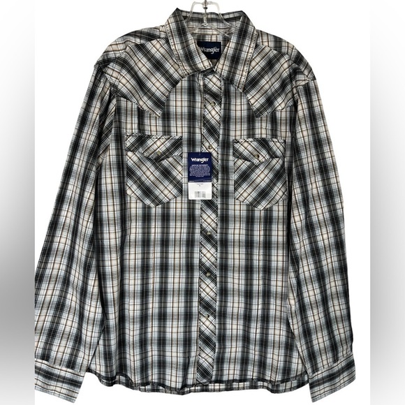 NWT Wrangler Mens Plaid Print Long Sleeve Snap  Wester Shirt Size XL - Picture 3 of 9